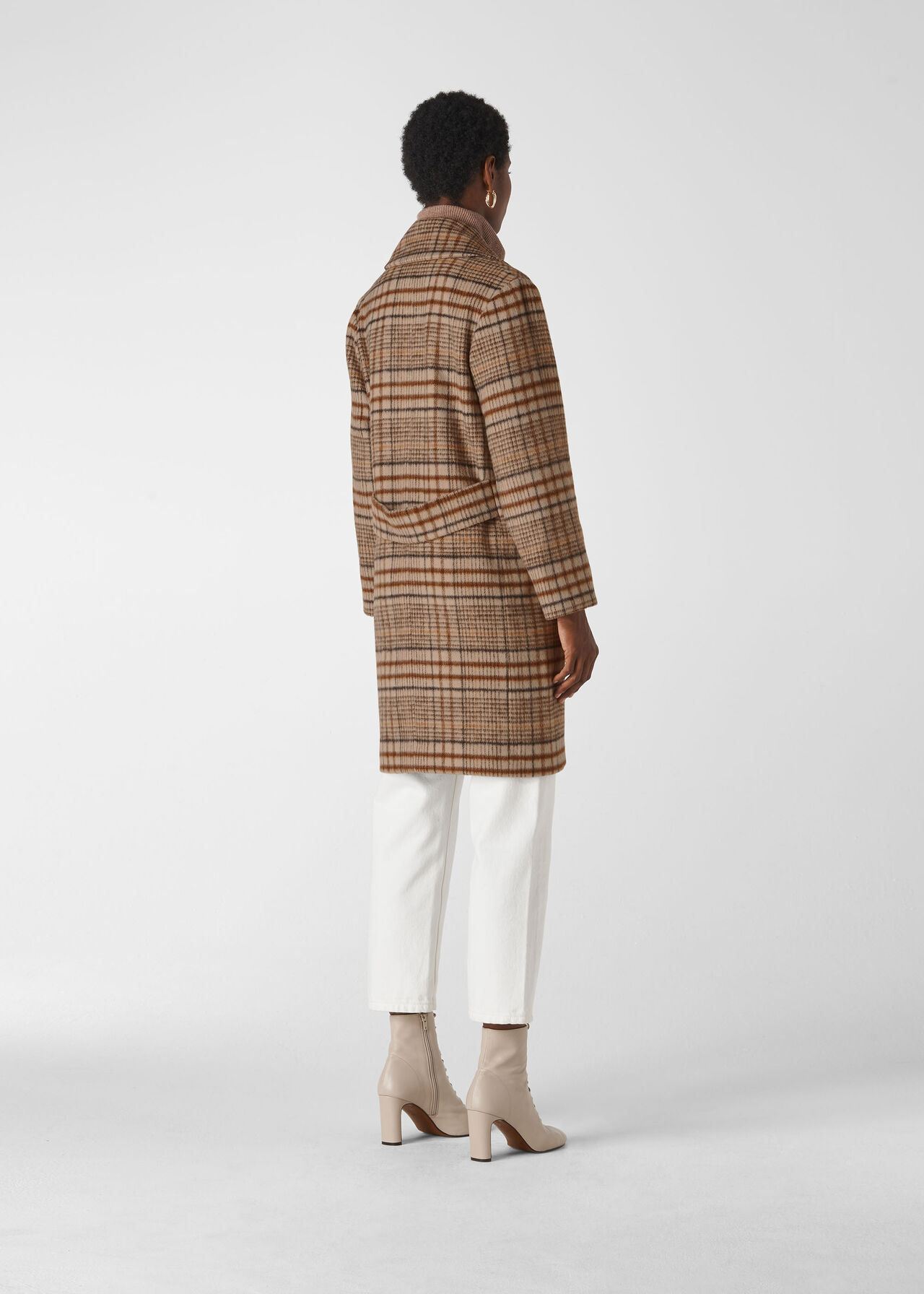 Mara Drawn Cocoon Check Coat Multicolour