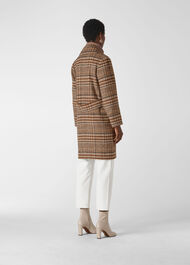 Mara Drawn Cocoon Check Coat Multicolour