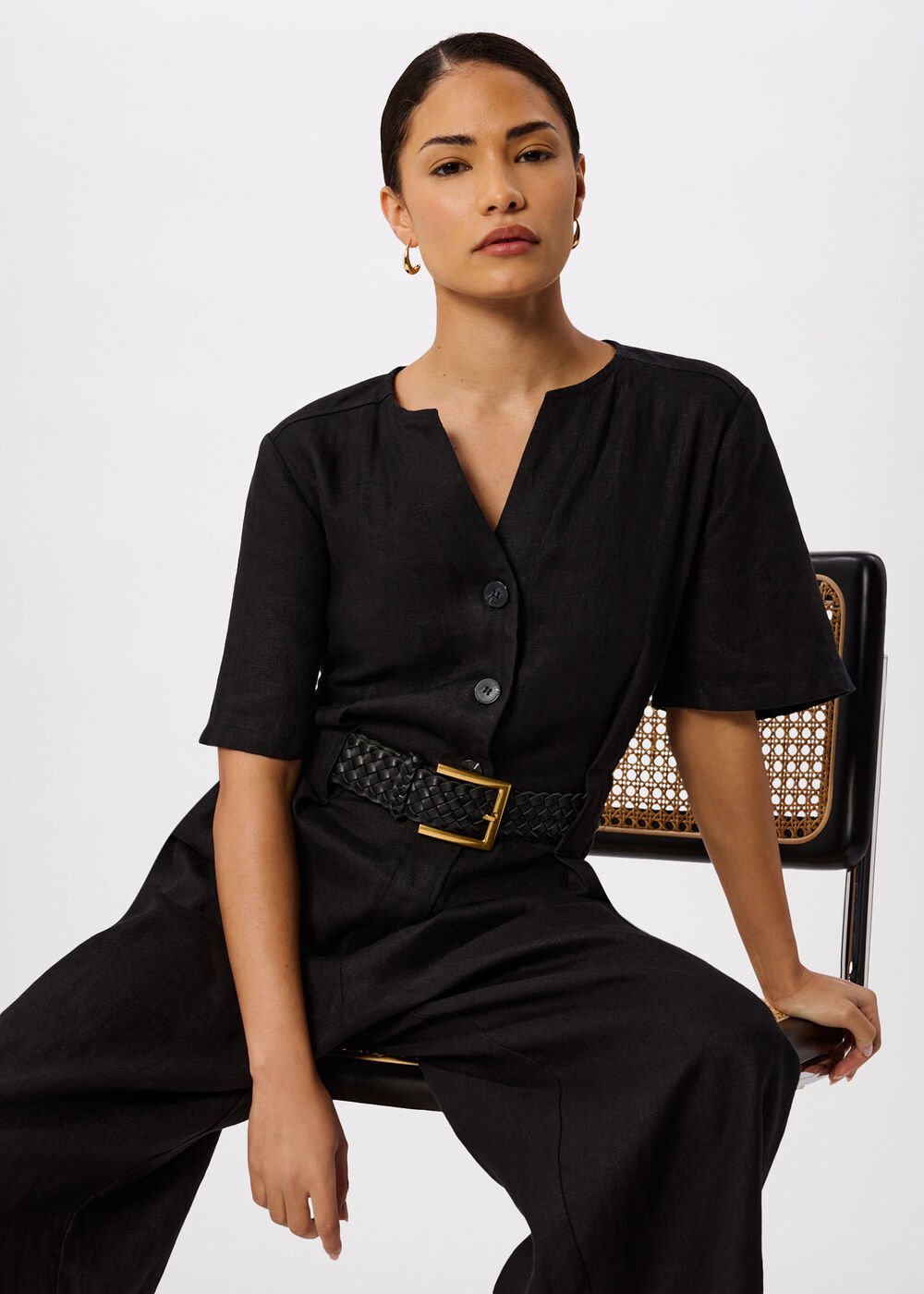 Petite Fiona Linen Button Jumpsuit