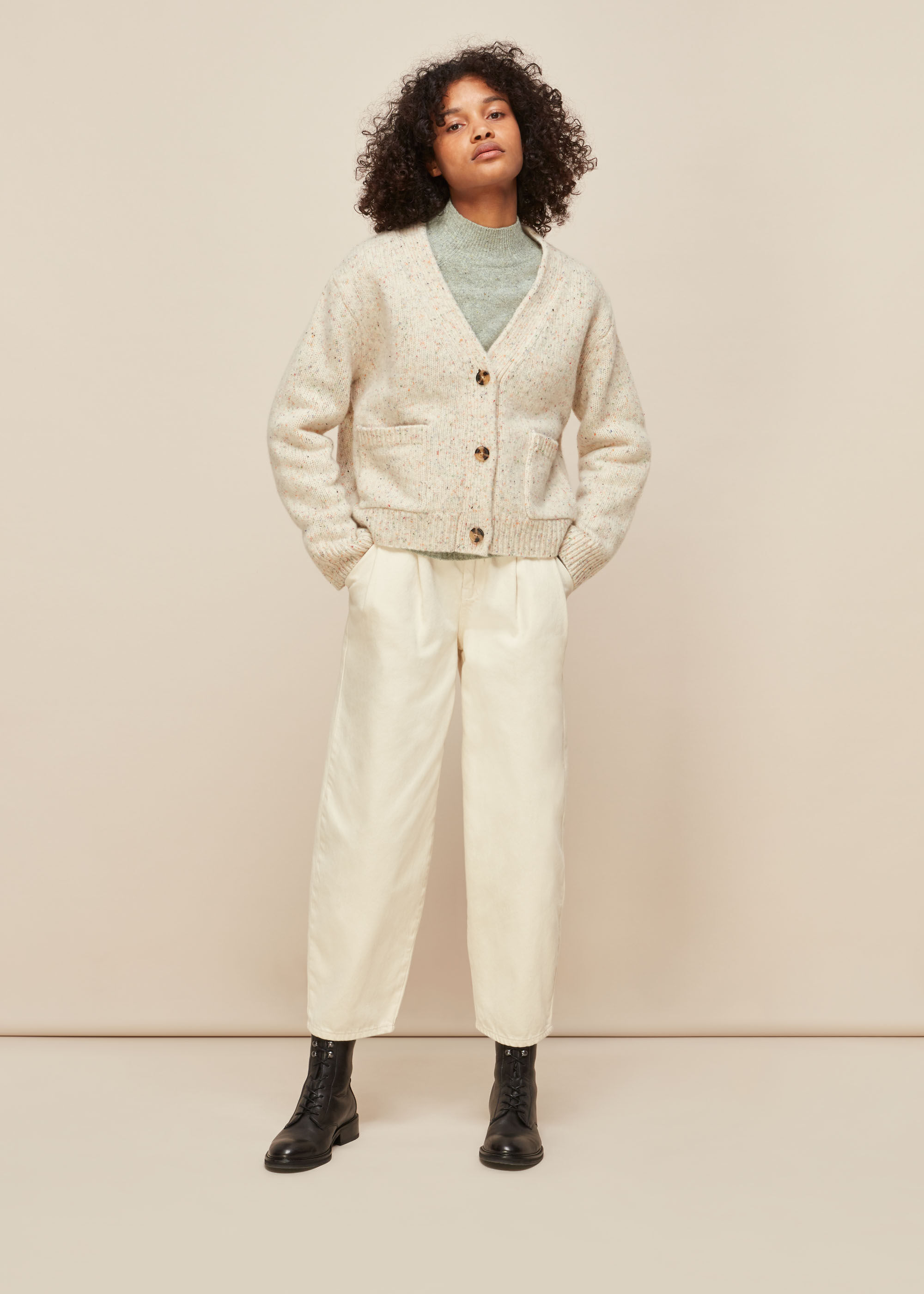 V neck knit cardigan on sale