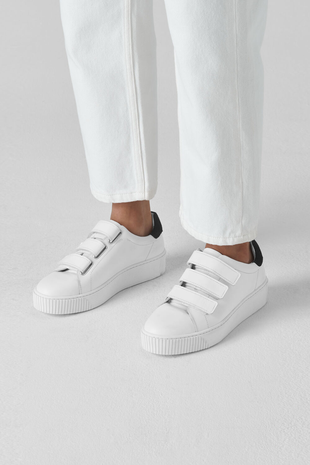Flax Velcro Trainer White