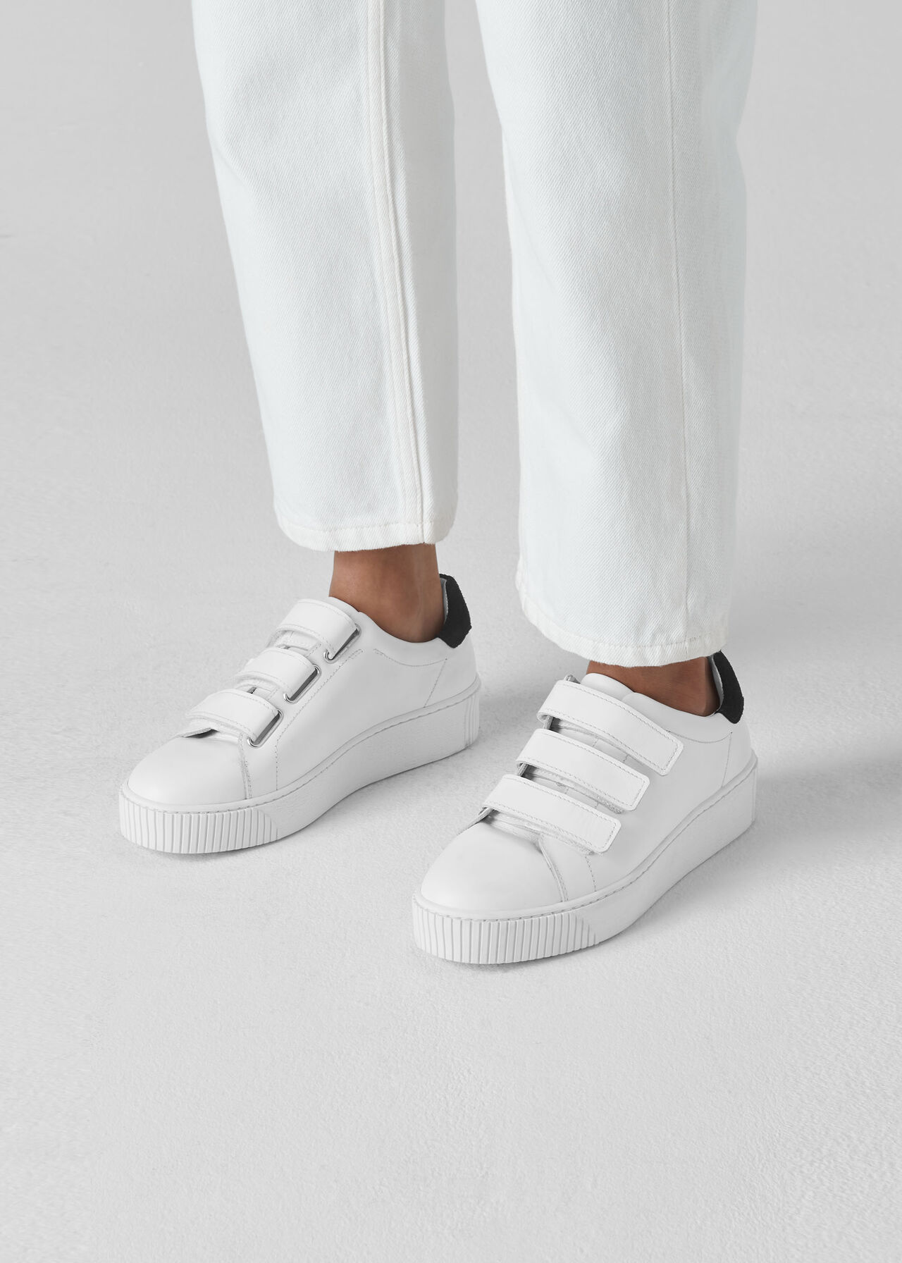 Flax Velcro Trainer White