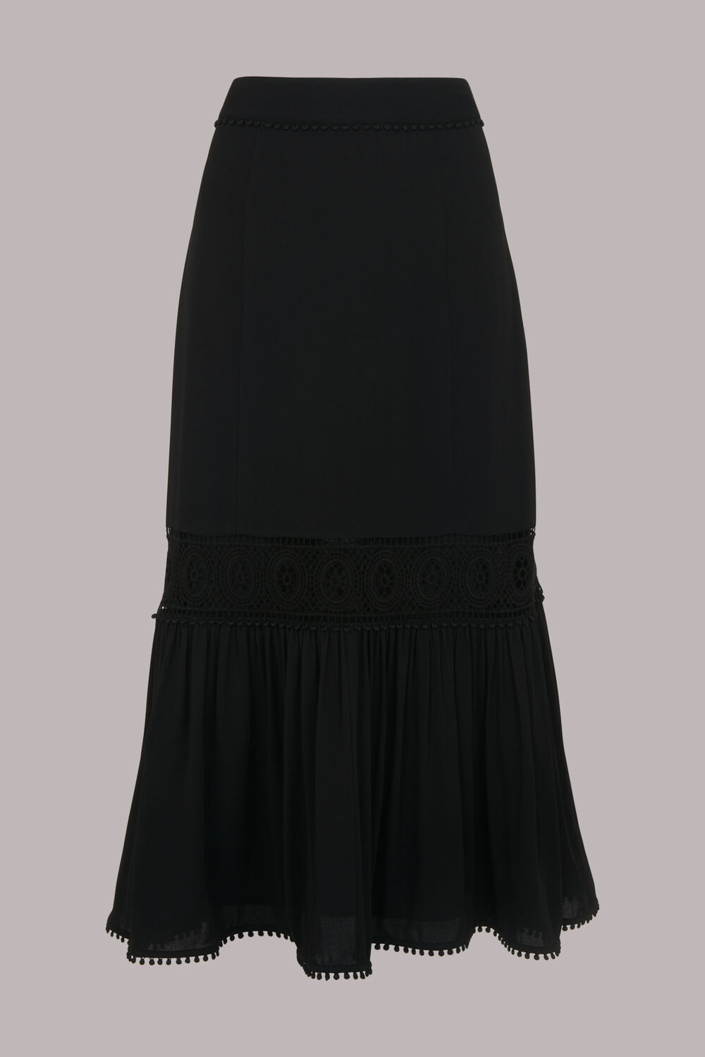 Ada Crochet Detail Skirt Black