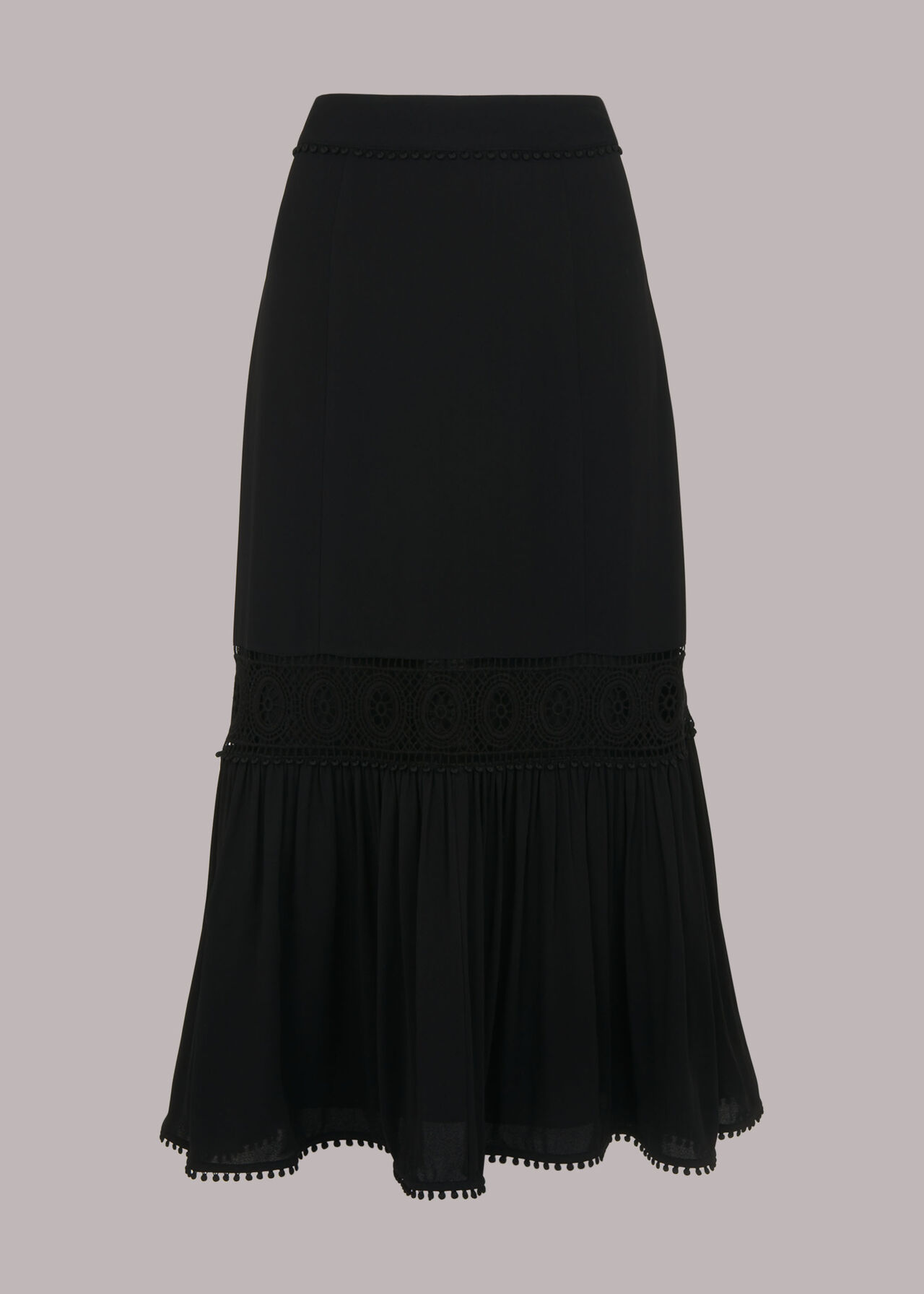 Ada Crochet Detail Skirt Black