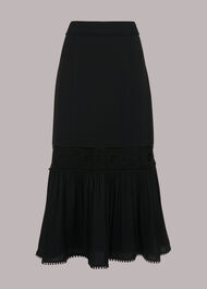 Ada Crochet Detail Skirt Black
