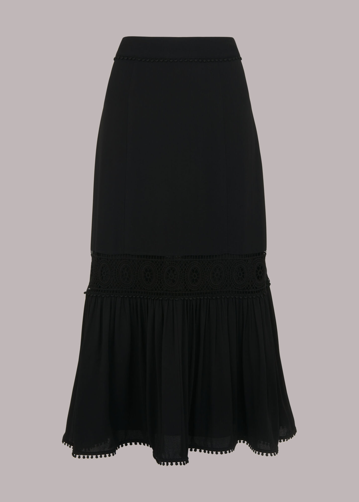 Black Ada Crochet Detail Skirt | WHISTLES