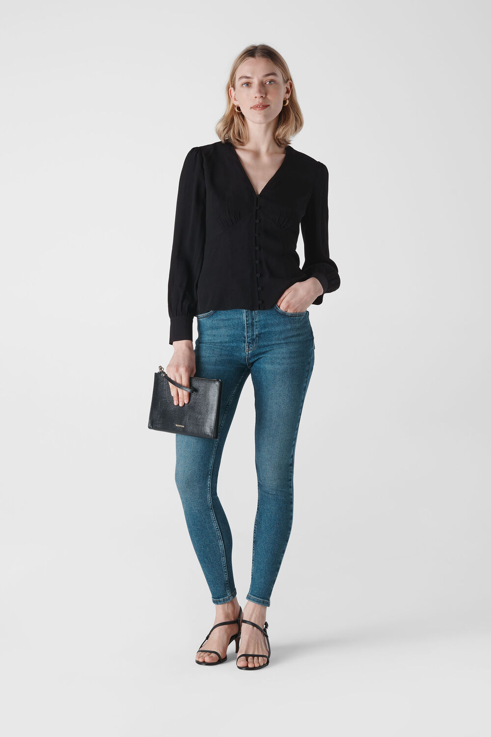 Neave Button Through Top Black