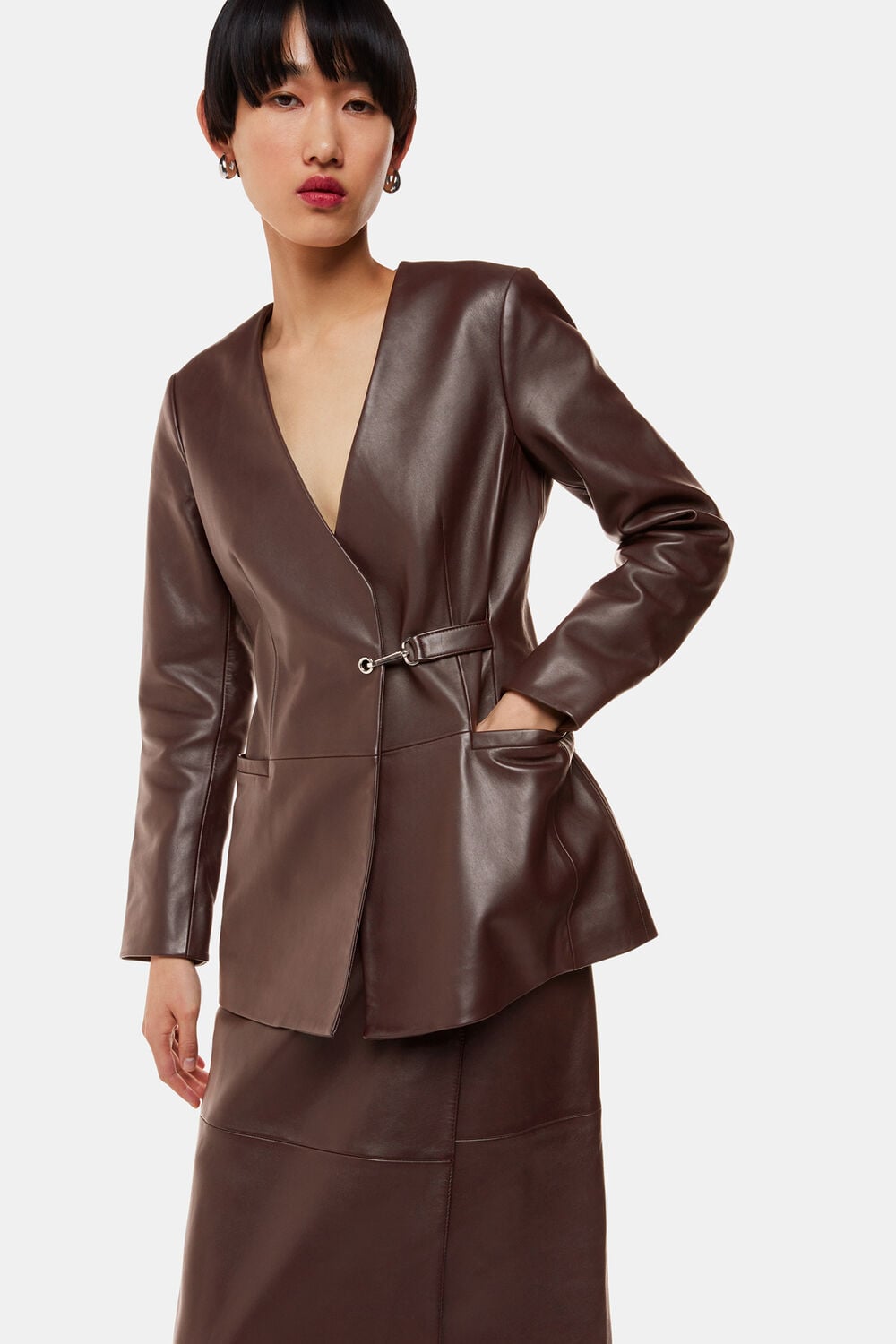 Josie Wrap Leather Blazer