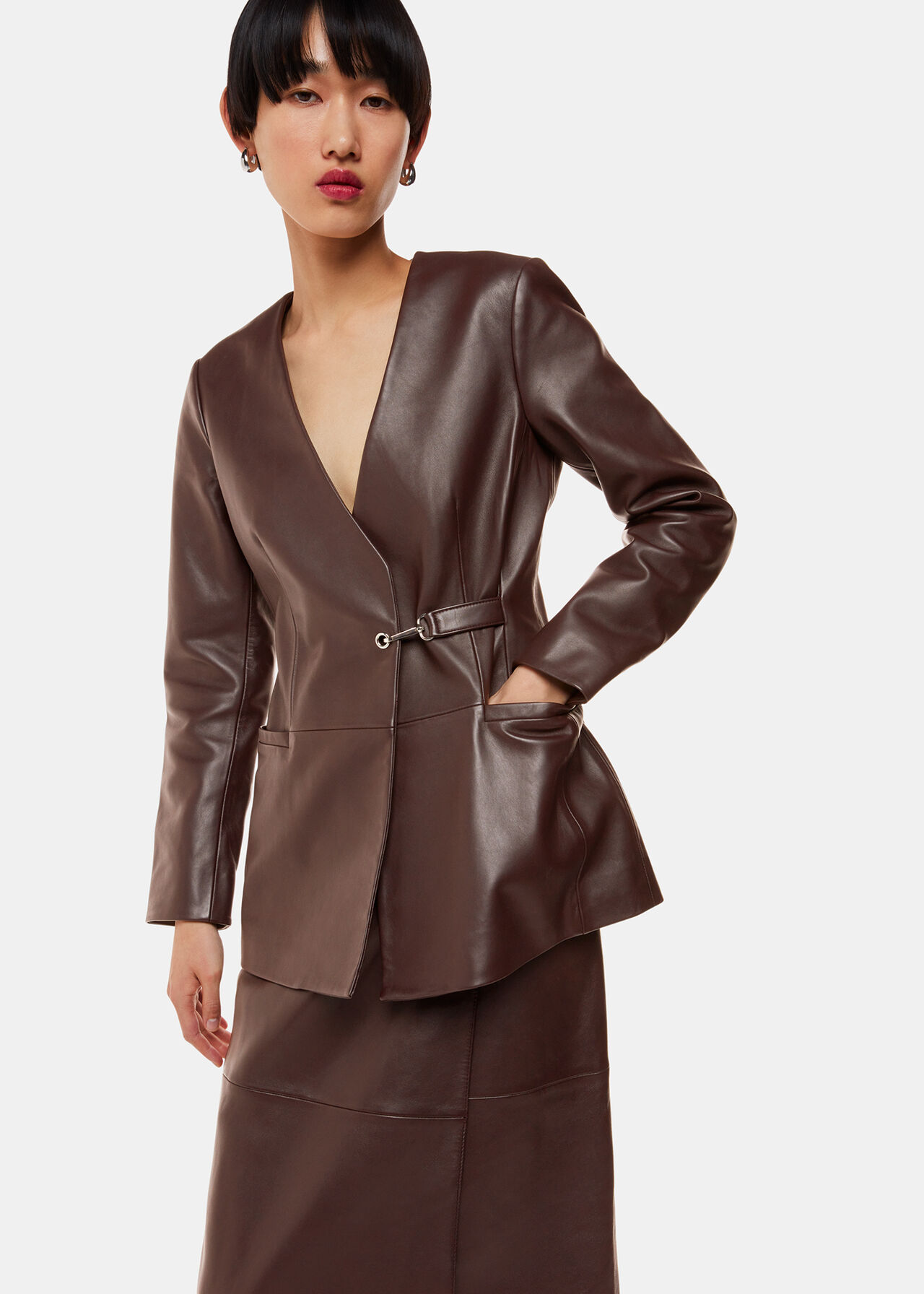 Josie Wrap Leather Blazer