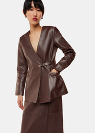 Josie Wrap Leather Blazer