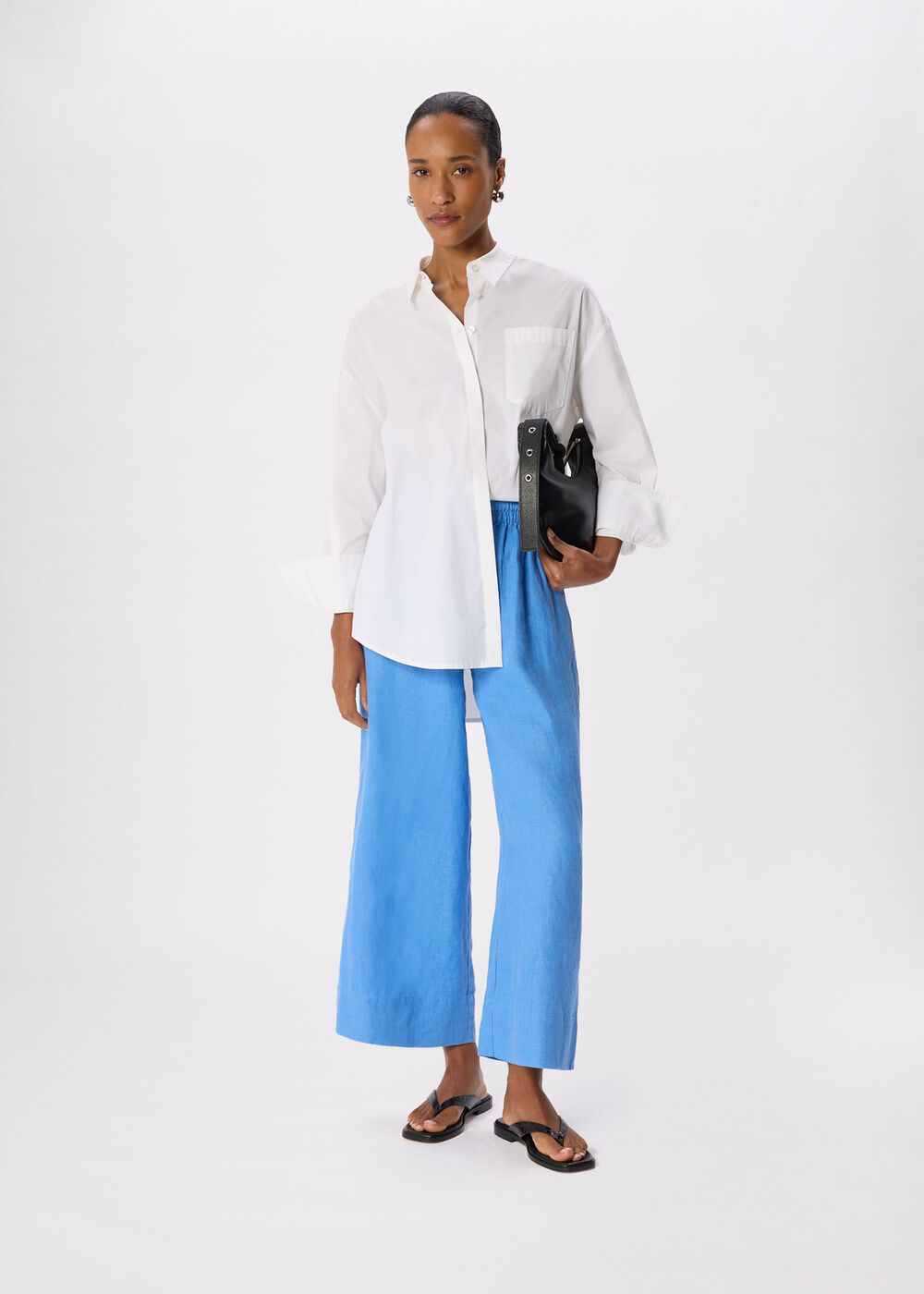 Elasticated Linen Crop Trouser