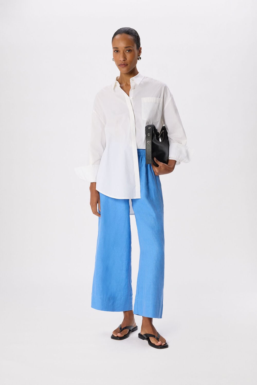 Elasticated Linen Crop Trouser