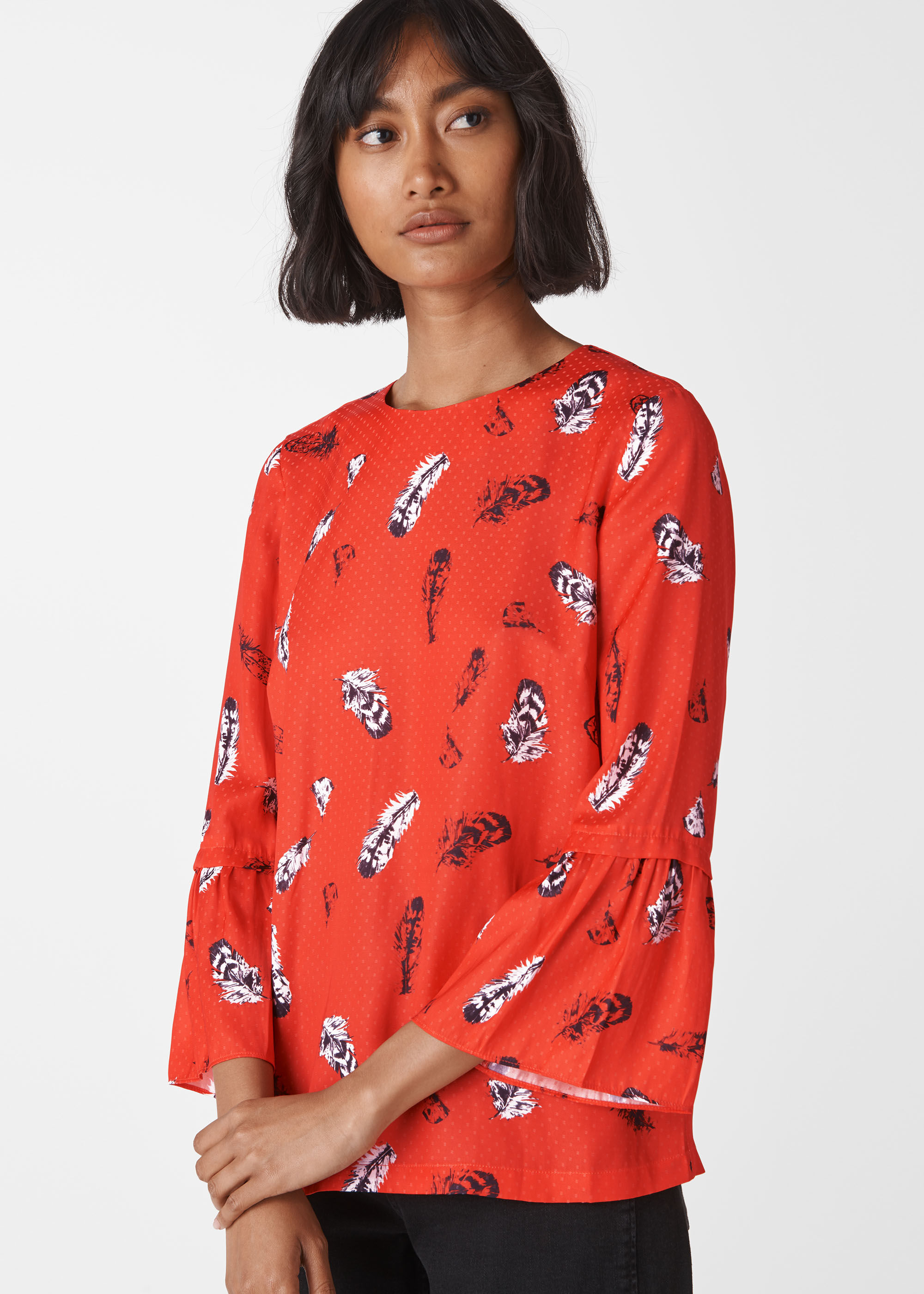whistles feather print dress