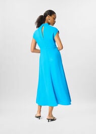Petite Twist Neck Crepe Midi Dress