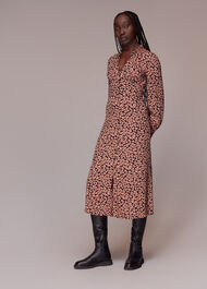 Fuzzy Leopard Midi Dress