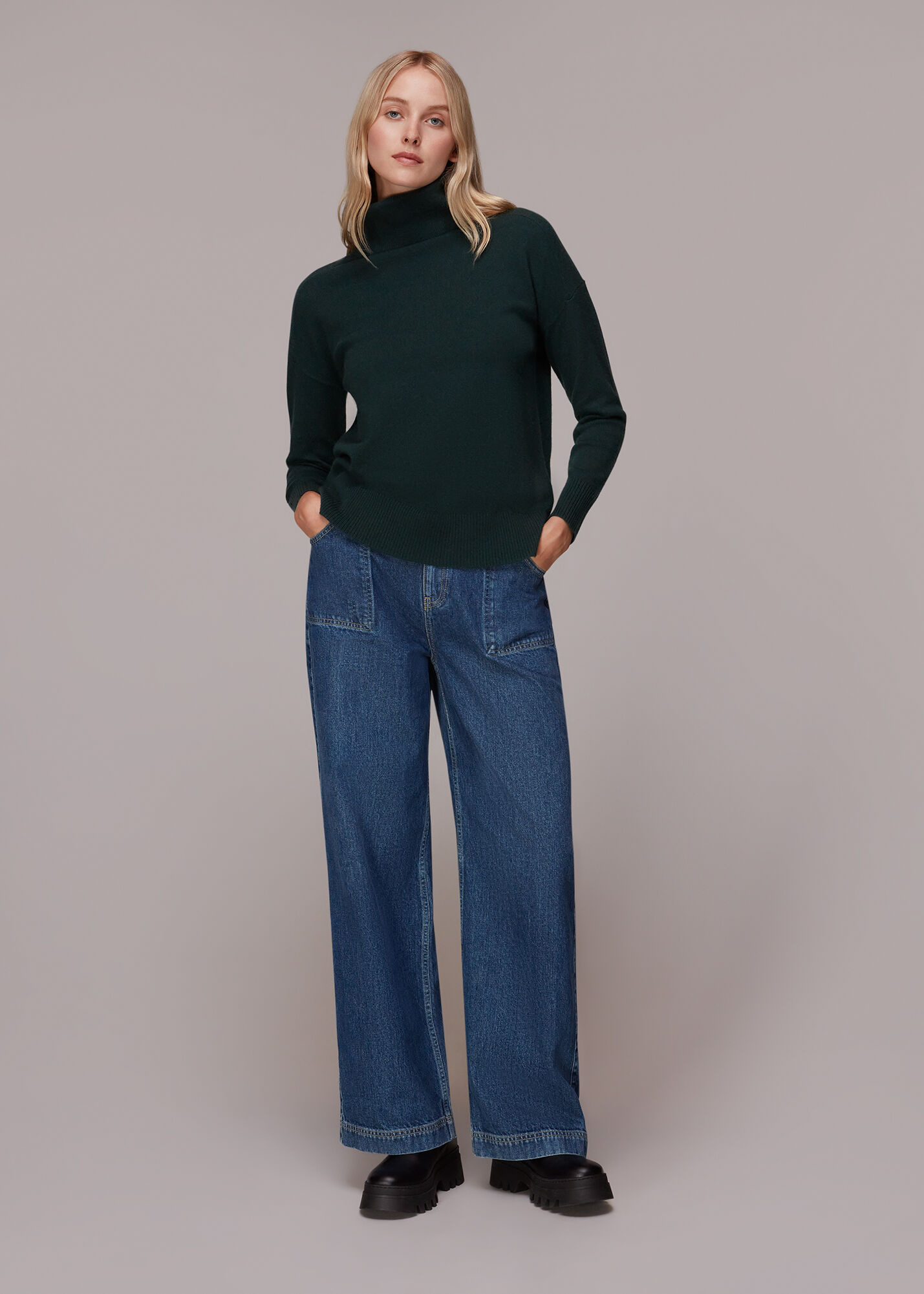 green roll neck jumper