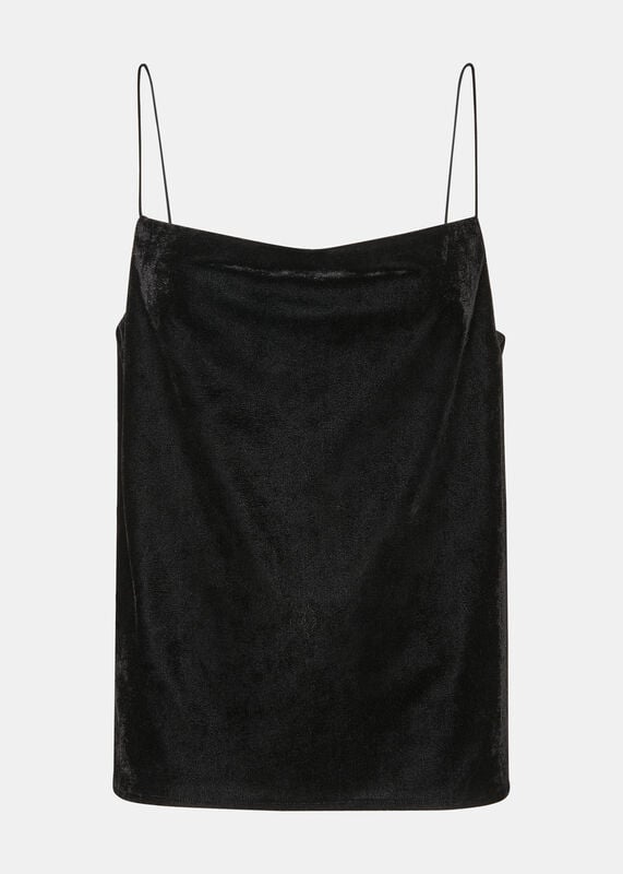 Black Velvet Cowl Neck Cami Top