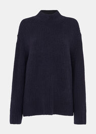 Wool Mix Rib Funnel Neck