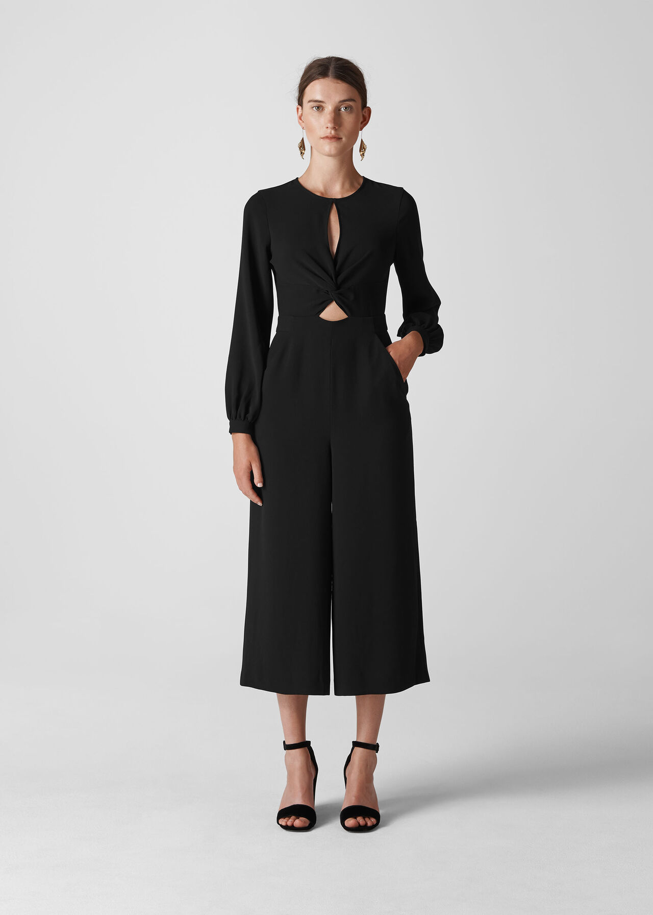 Black Lexi Twist Front Jumpsuit | WHISTLES | Whistles UK