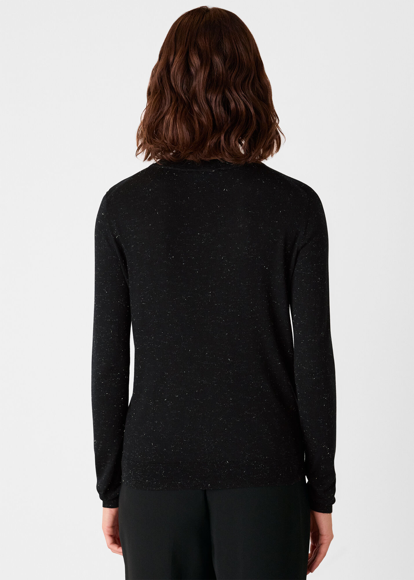 Women's Black Sparkle Crew Neck Sweater | Whistles US |