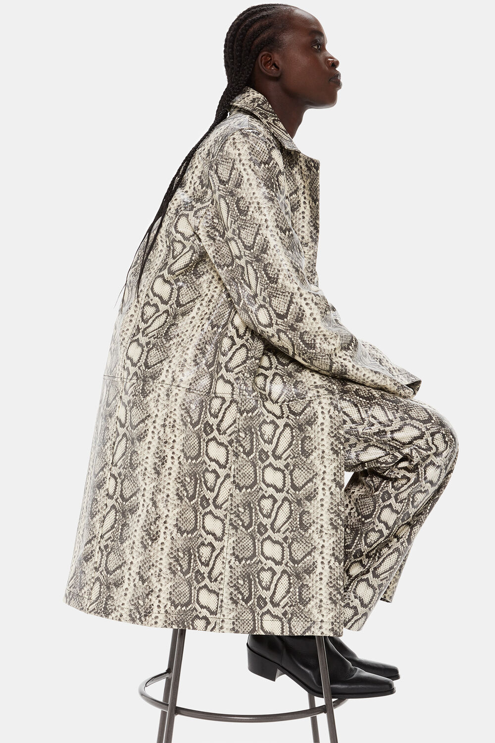 Iyana Snake Print Leather Coat