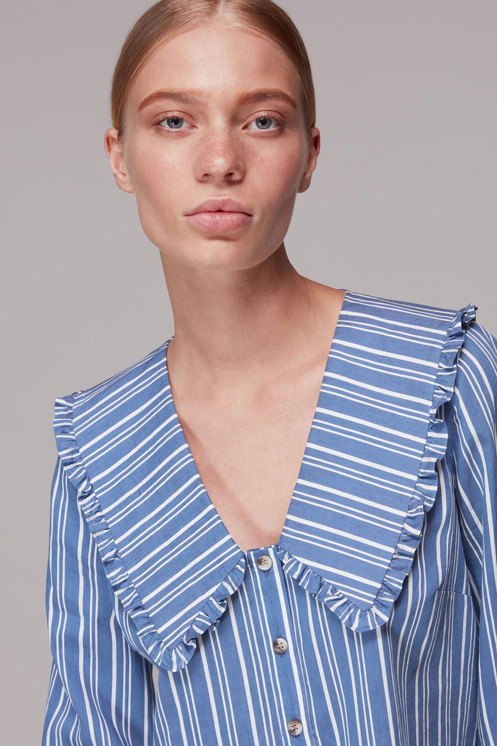 Oversized Collar Stripe Top