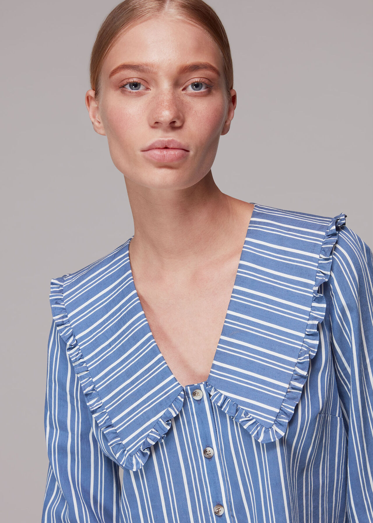 Oversized Collar Stripe Top