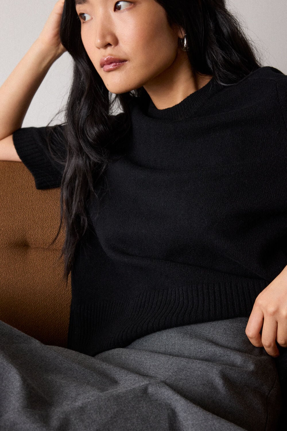 Black Wool Knitted Tee