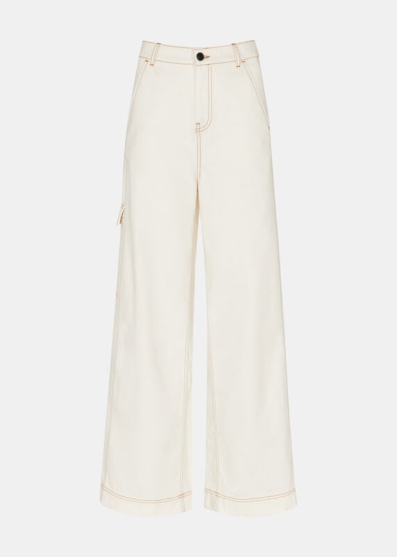 White Wide Leg Cargo Jean
