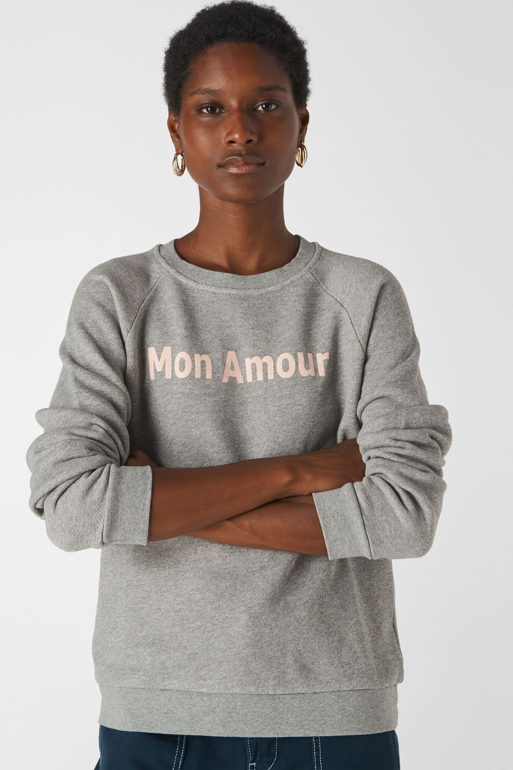 Mon Amour Logo Sweatshirt Grey Marl