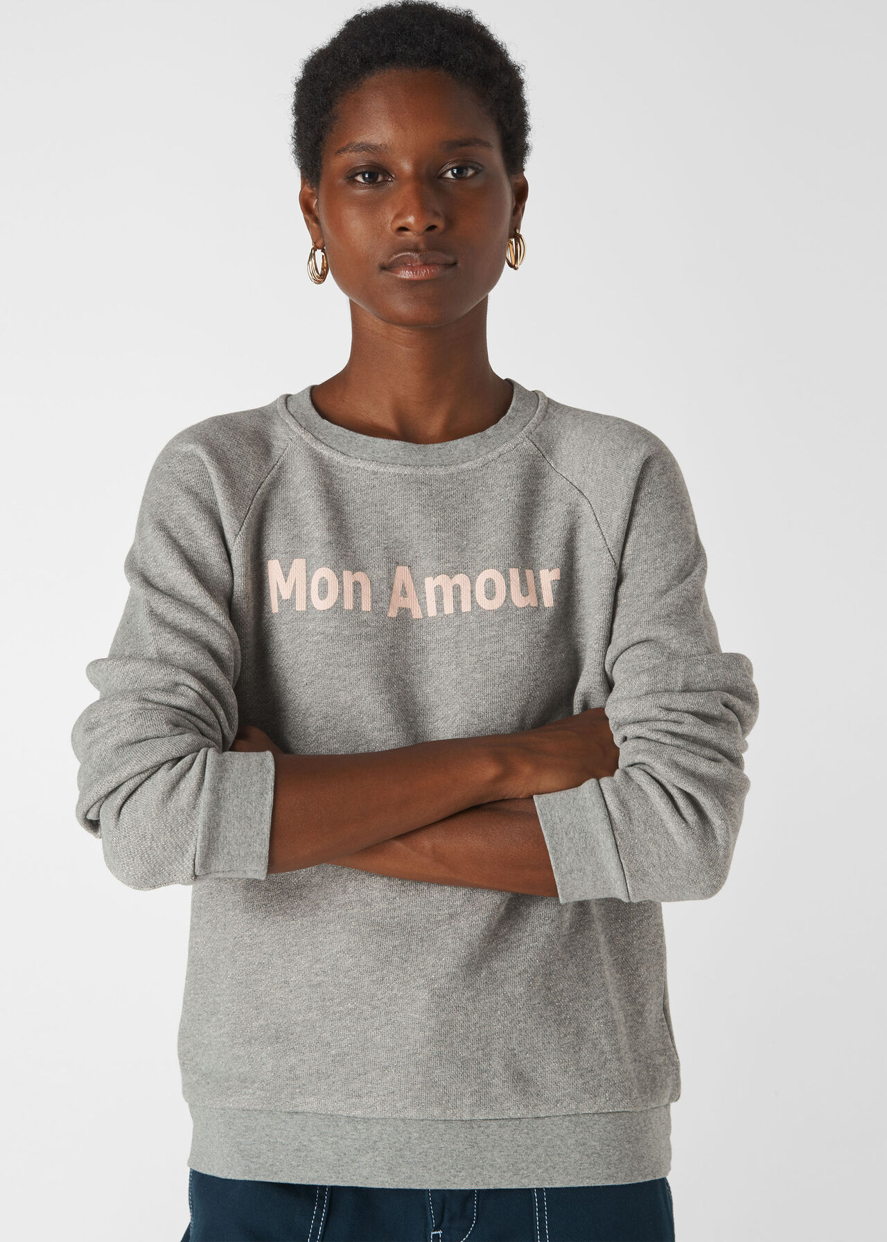 Mon Amour Logo Sweatshirt Grey Marl