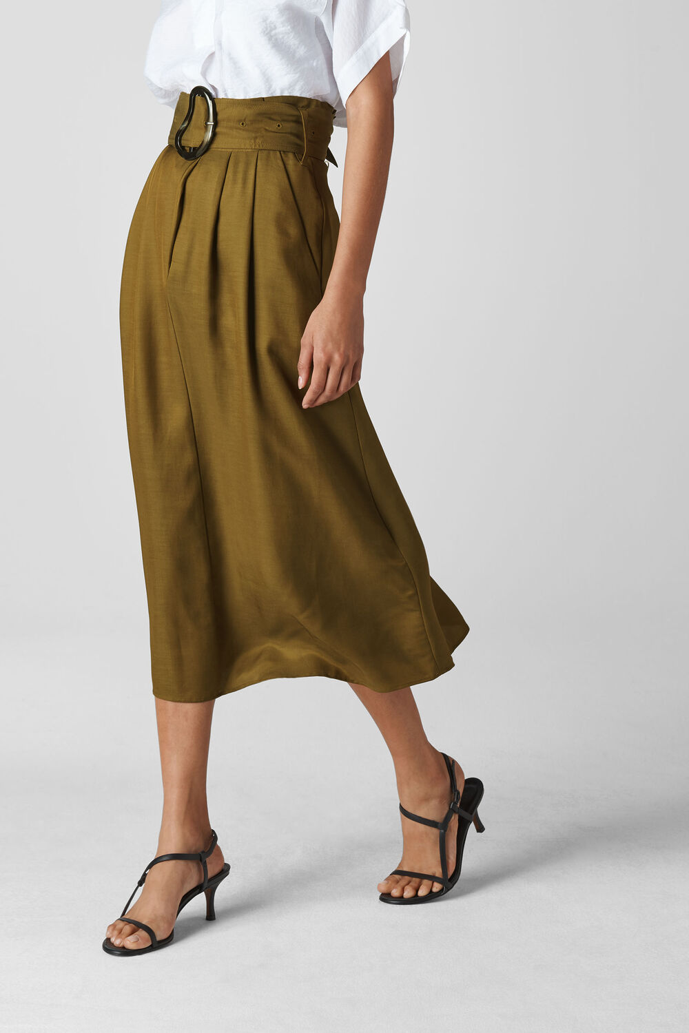 Rosita Buckle Skirt Khaki