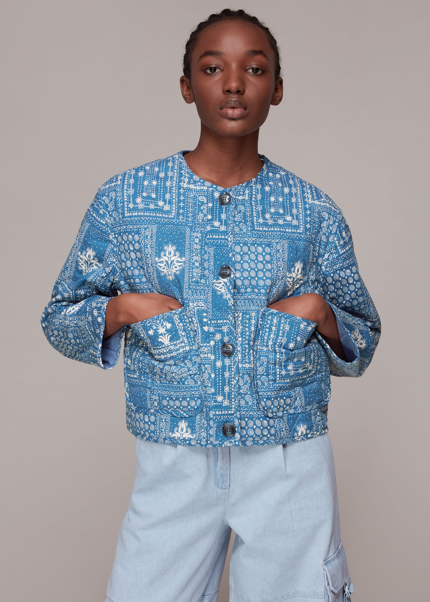 Multicolour Bandana Print Quilted Jacket WHISTLES