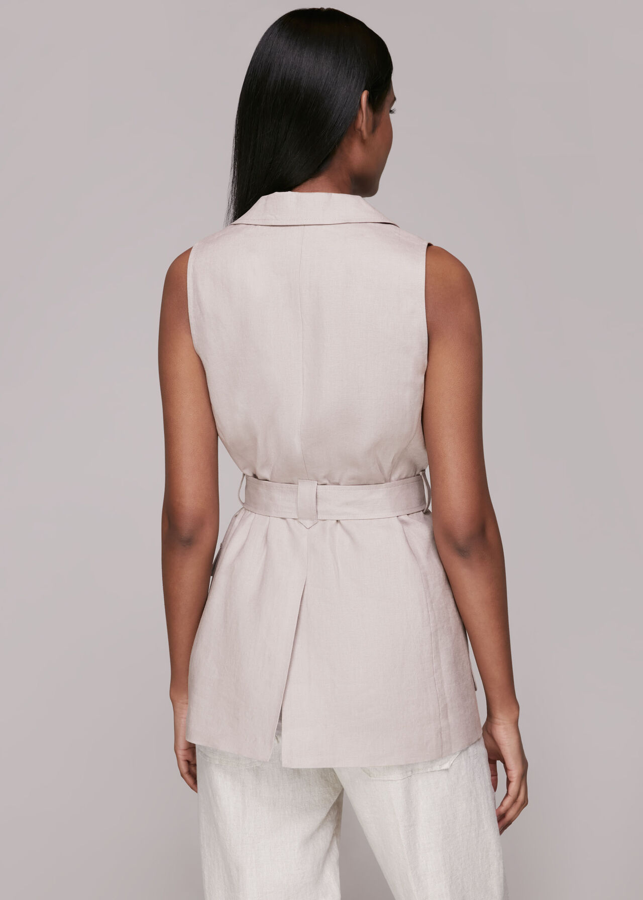 Linen Belted Waistcoat