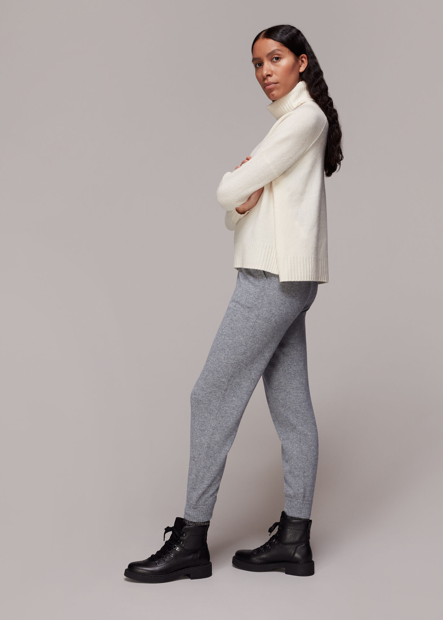 Grey Marl Cashmere Cuff Jogger WHISTLES