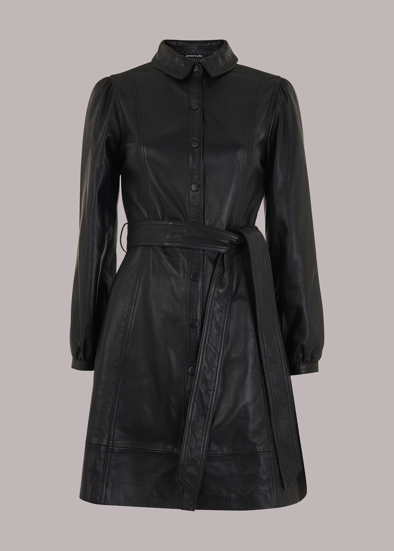 Black Phoebe Short Leather Dress | WHISTLES