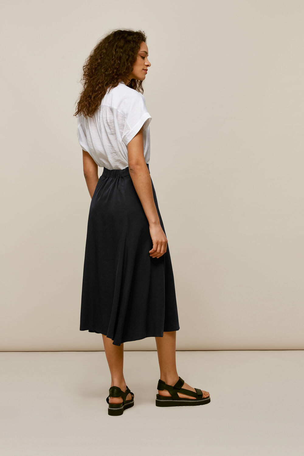 Marissa Button Through Skirt Black