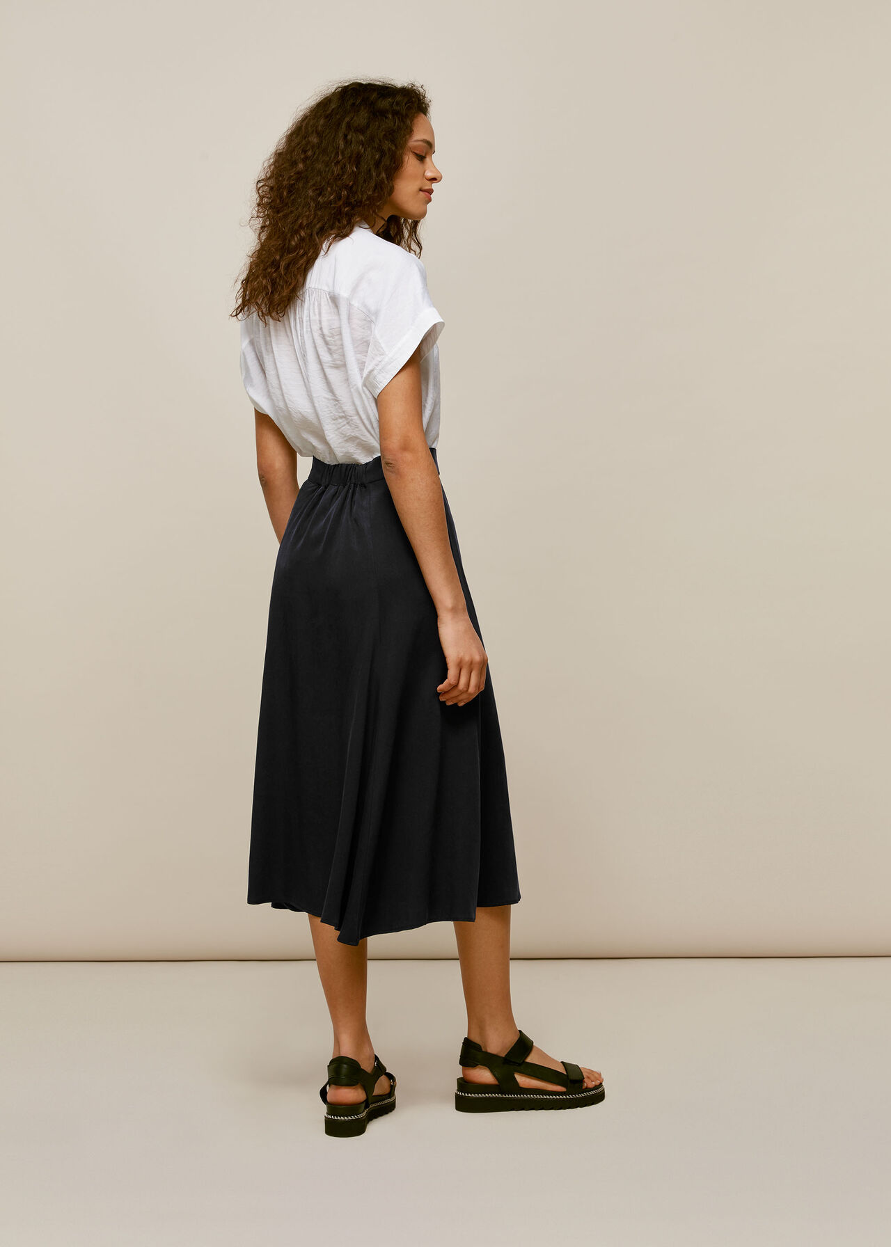 Marissa Button Through Skirt Black