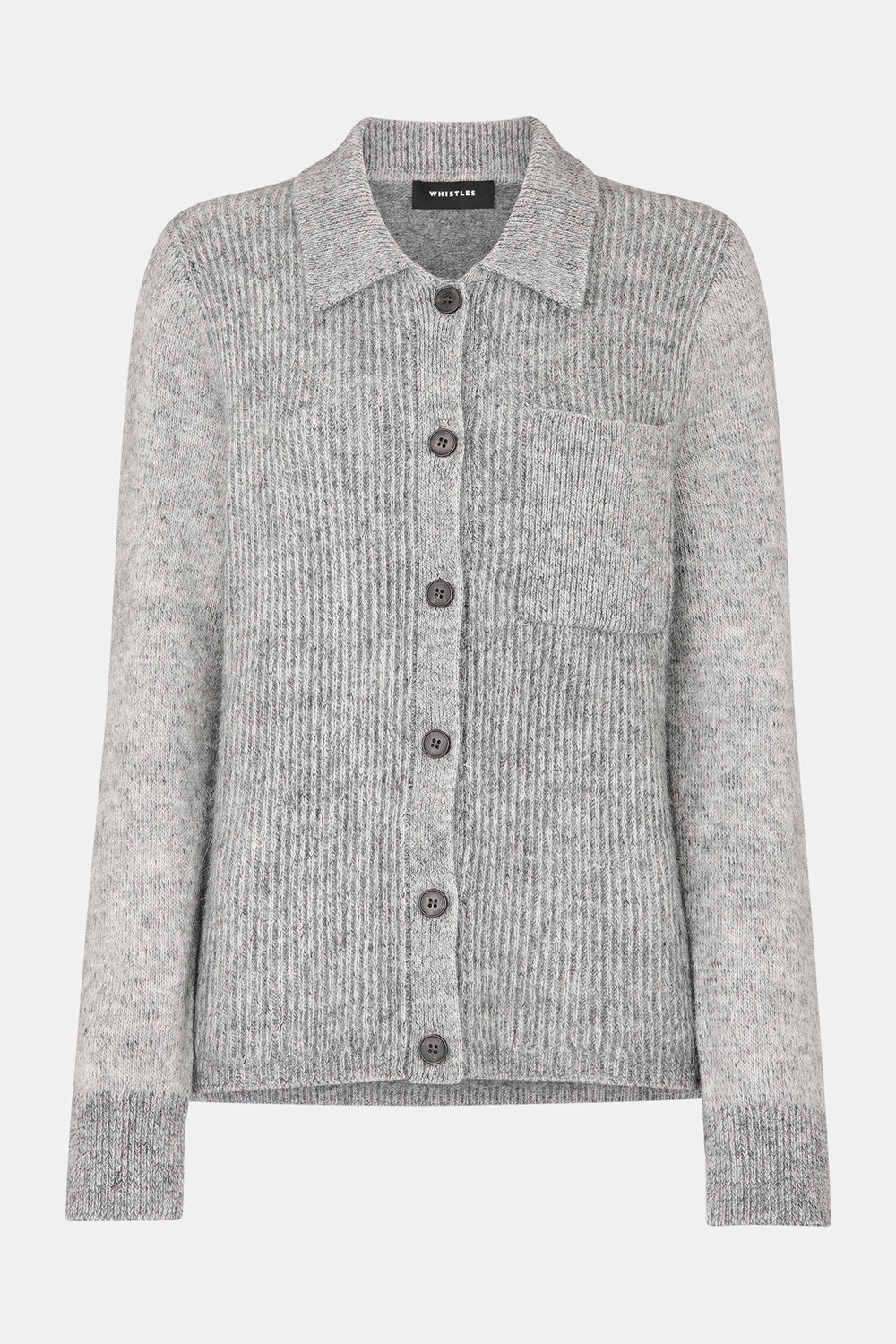 Grey Isla Ribbed Cardigan