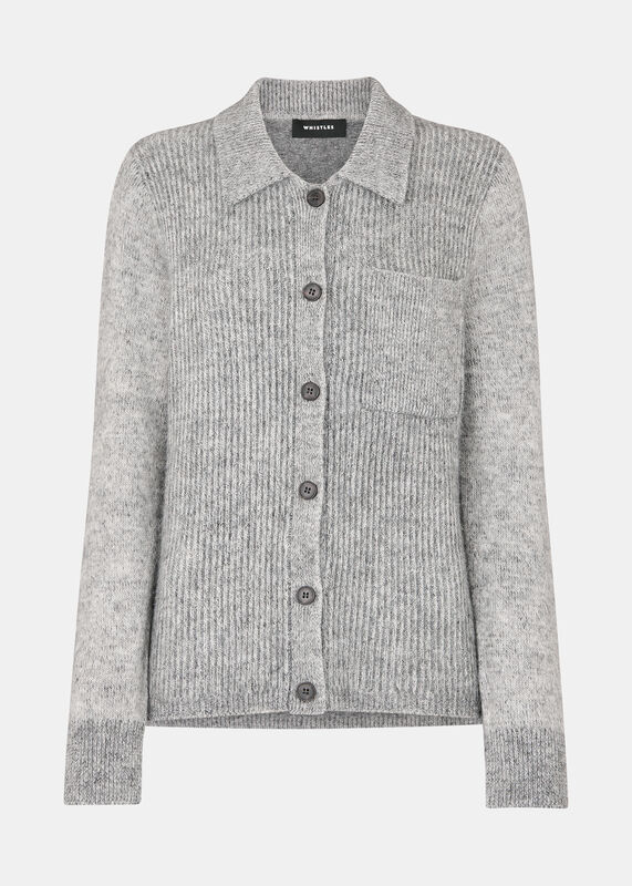 Grey Isla Ribbed Cardigan