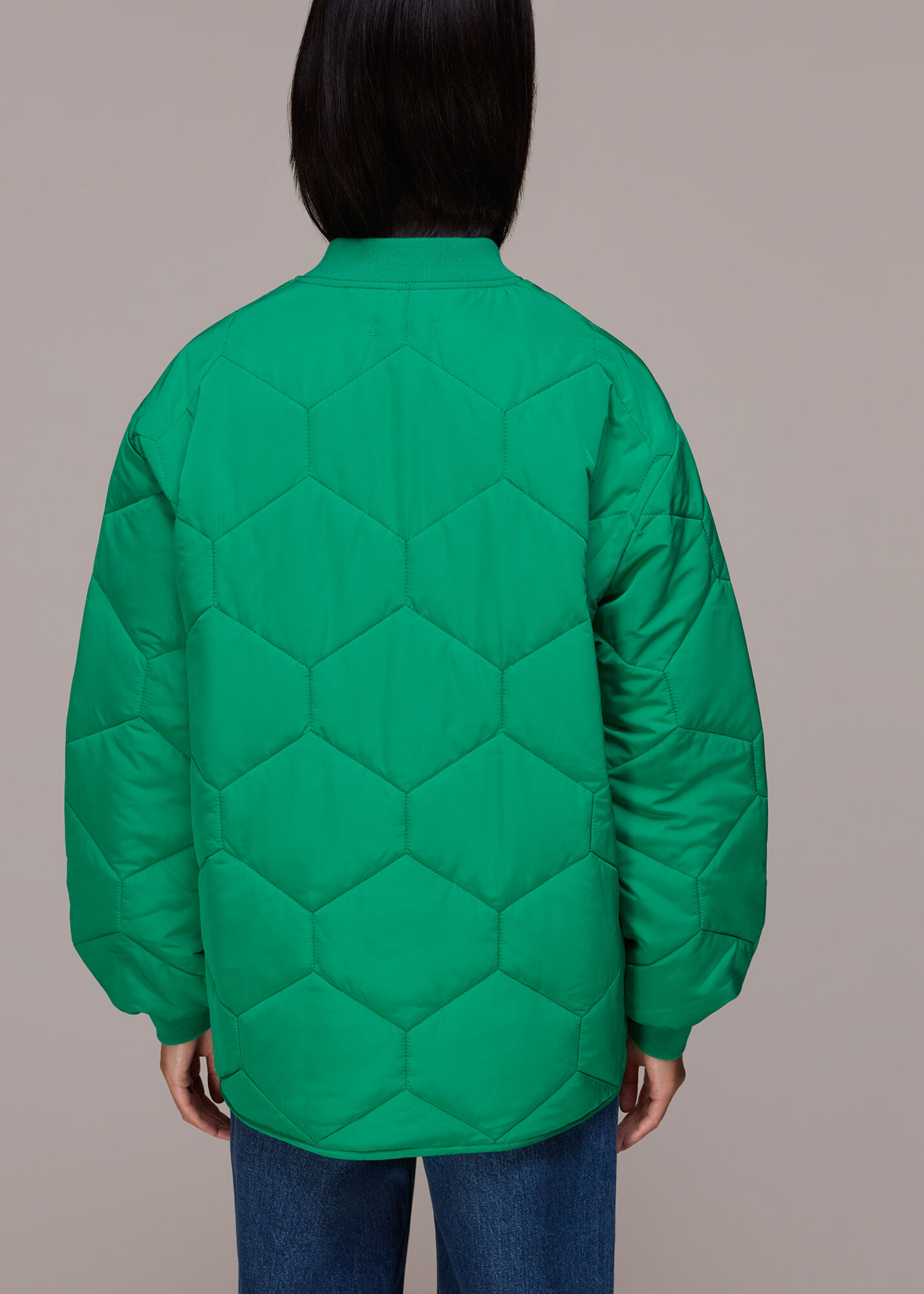 Green Ida Short Quilted Coat WHISTLES Whistles UK
