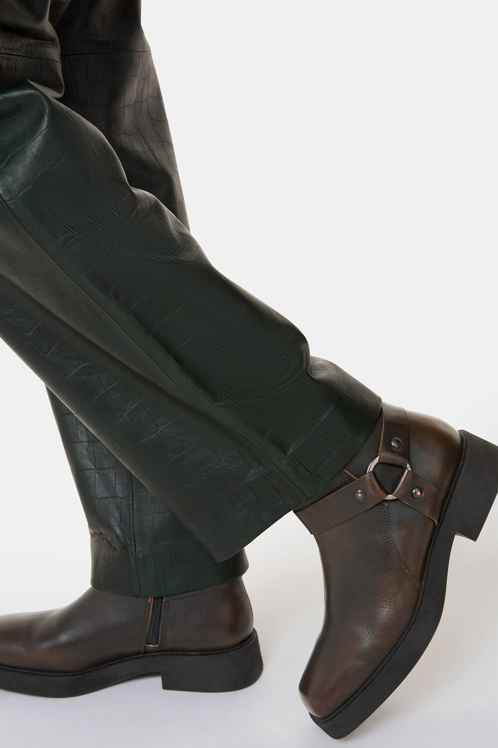 Brown Matteo Burnished Biker Boot