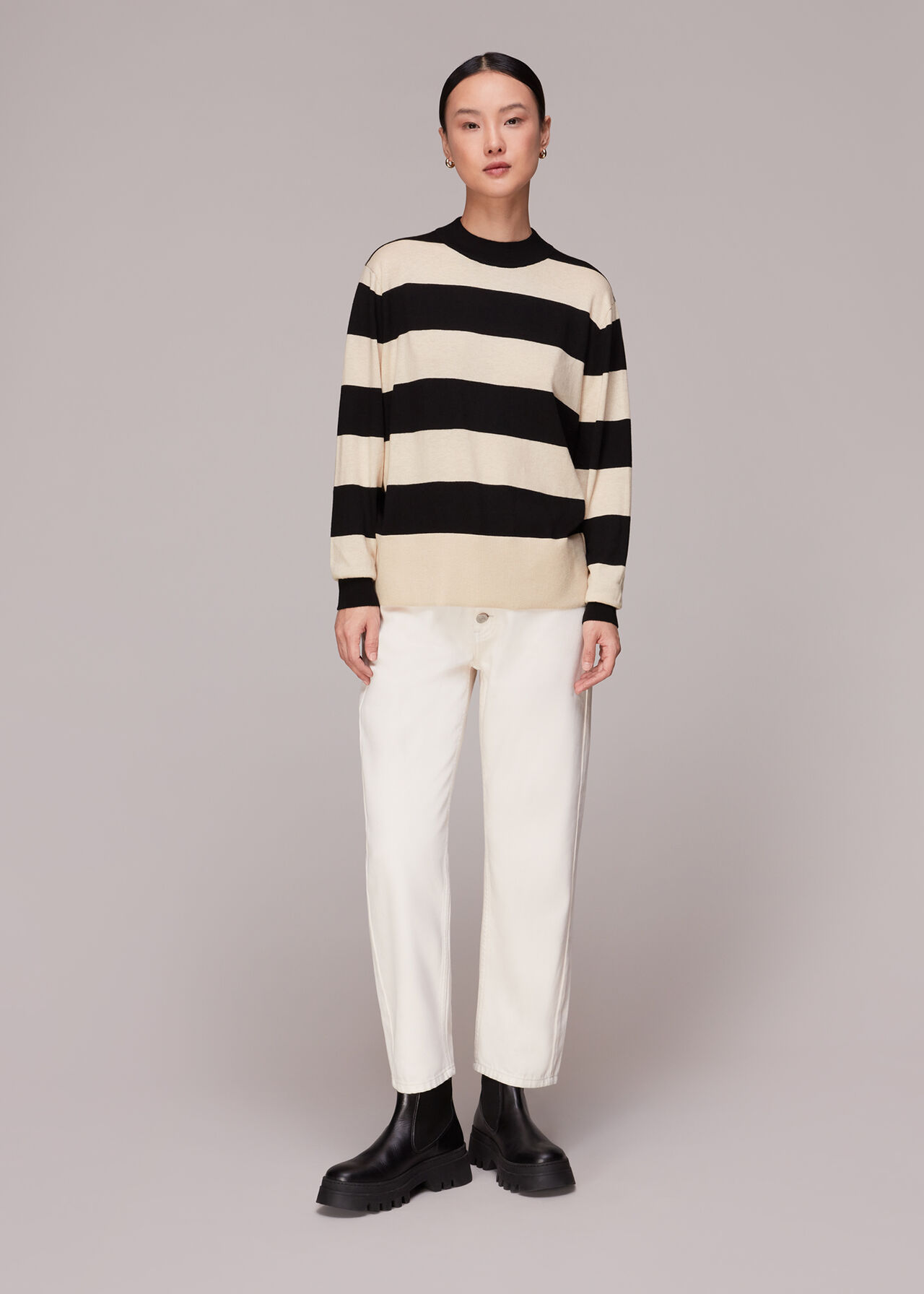 Stripe High Neck Sweater