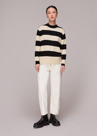 Stripe High Neck Sweater