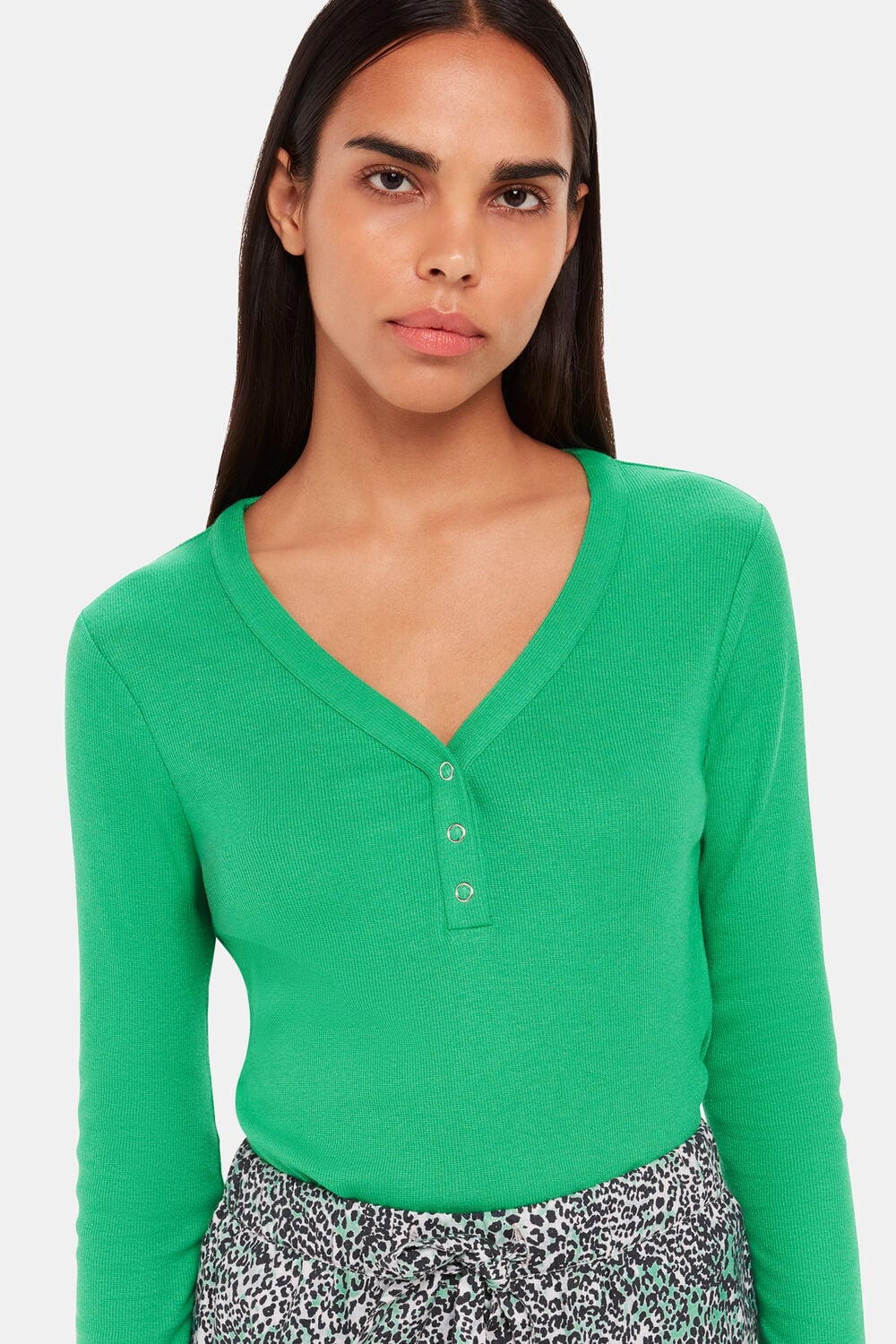 Green V Neck Pyjama Top