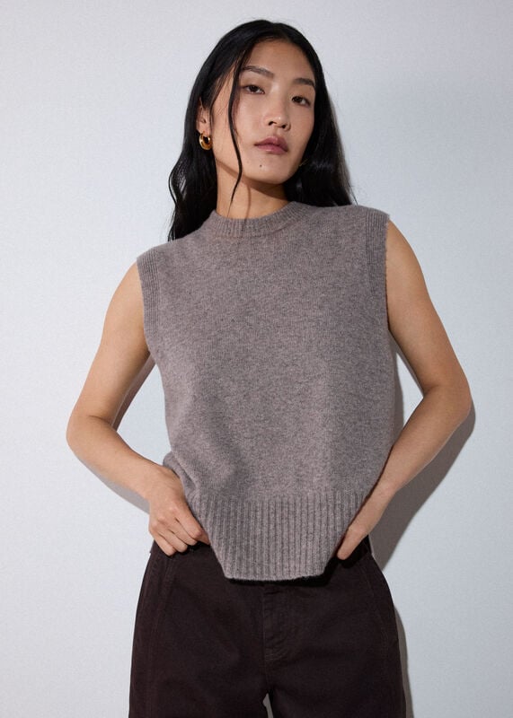 Neutral Wool Sleeveless Tank