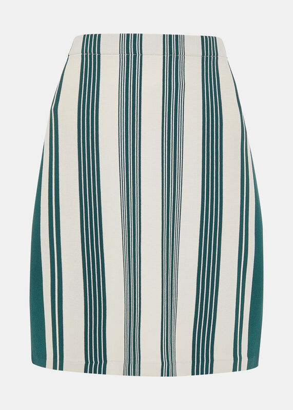 Green Vertical Stripe Knitted Skirt