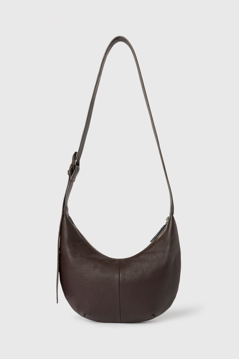Chocolate Small Sia Curved Crossbody Bag
