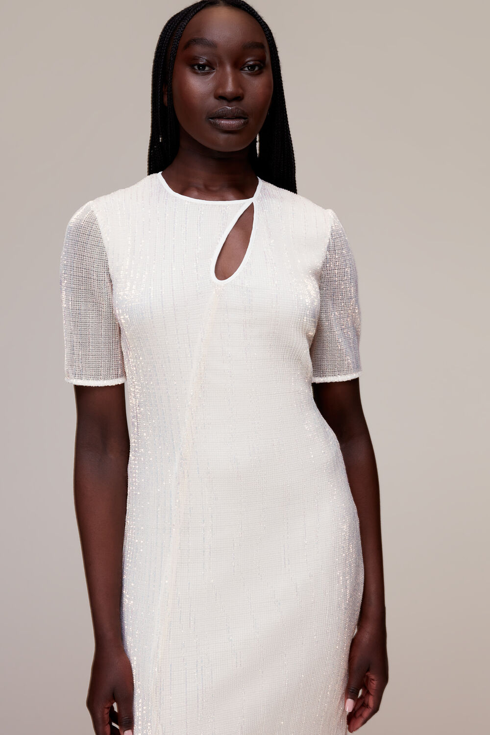 Keyhole Sequin Midi Dress
