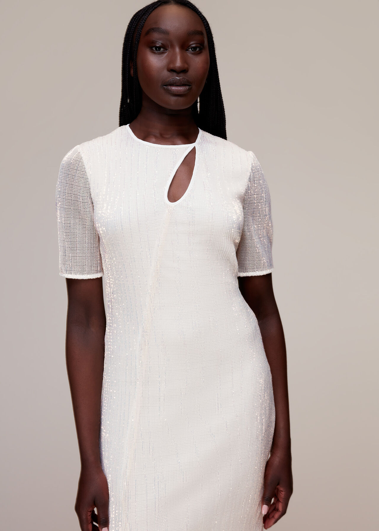 Keyhole Sequin Midi Dress